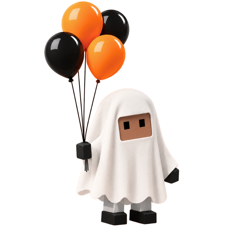 Fantasma de Halloween con globos de Creativos Digitales