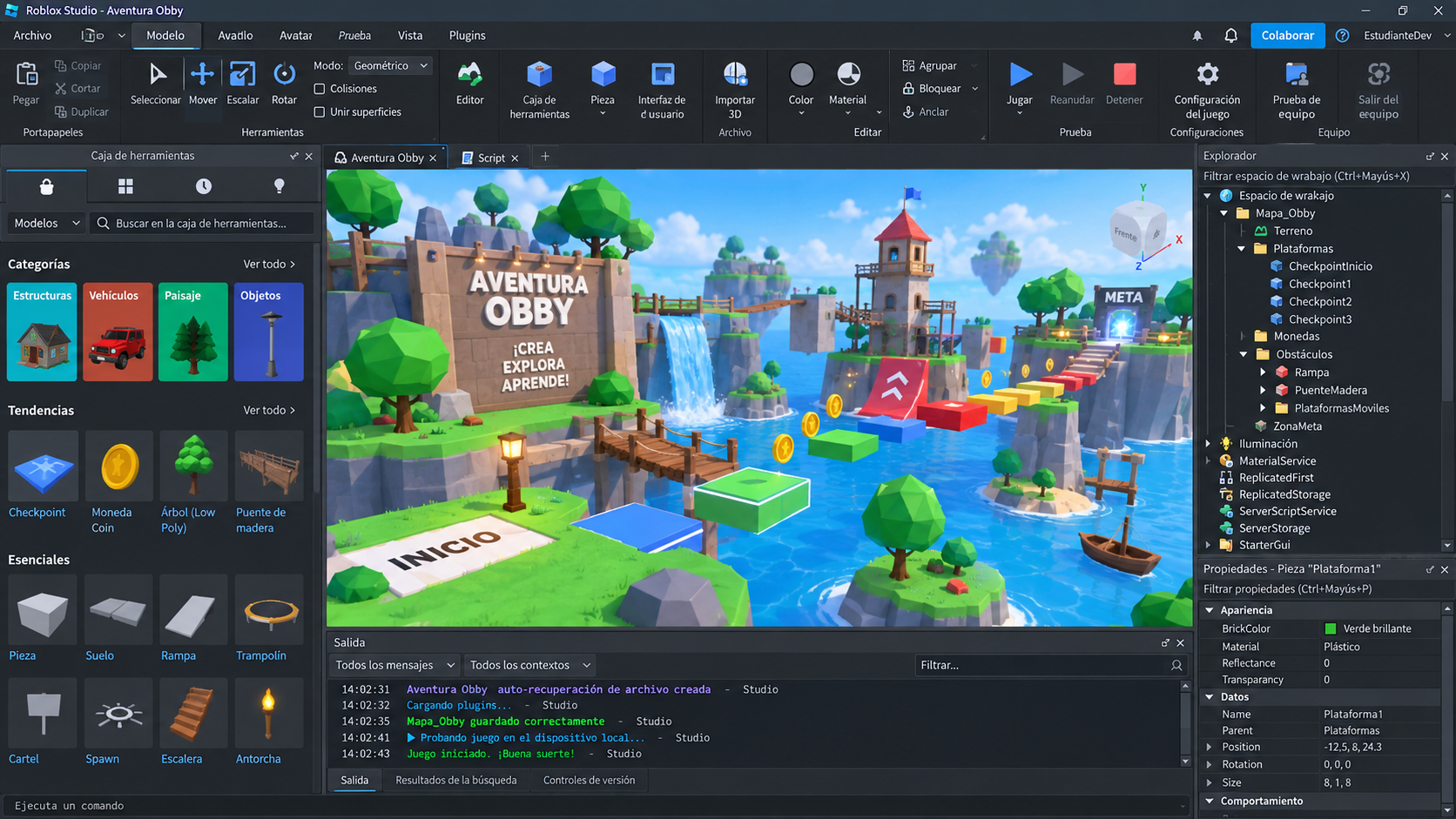 Creación de videojuegos y experiencias con Roblox Studio