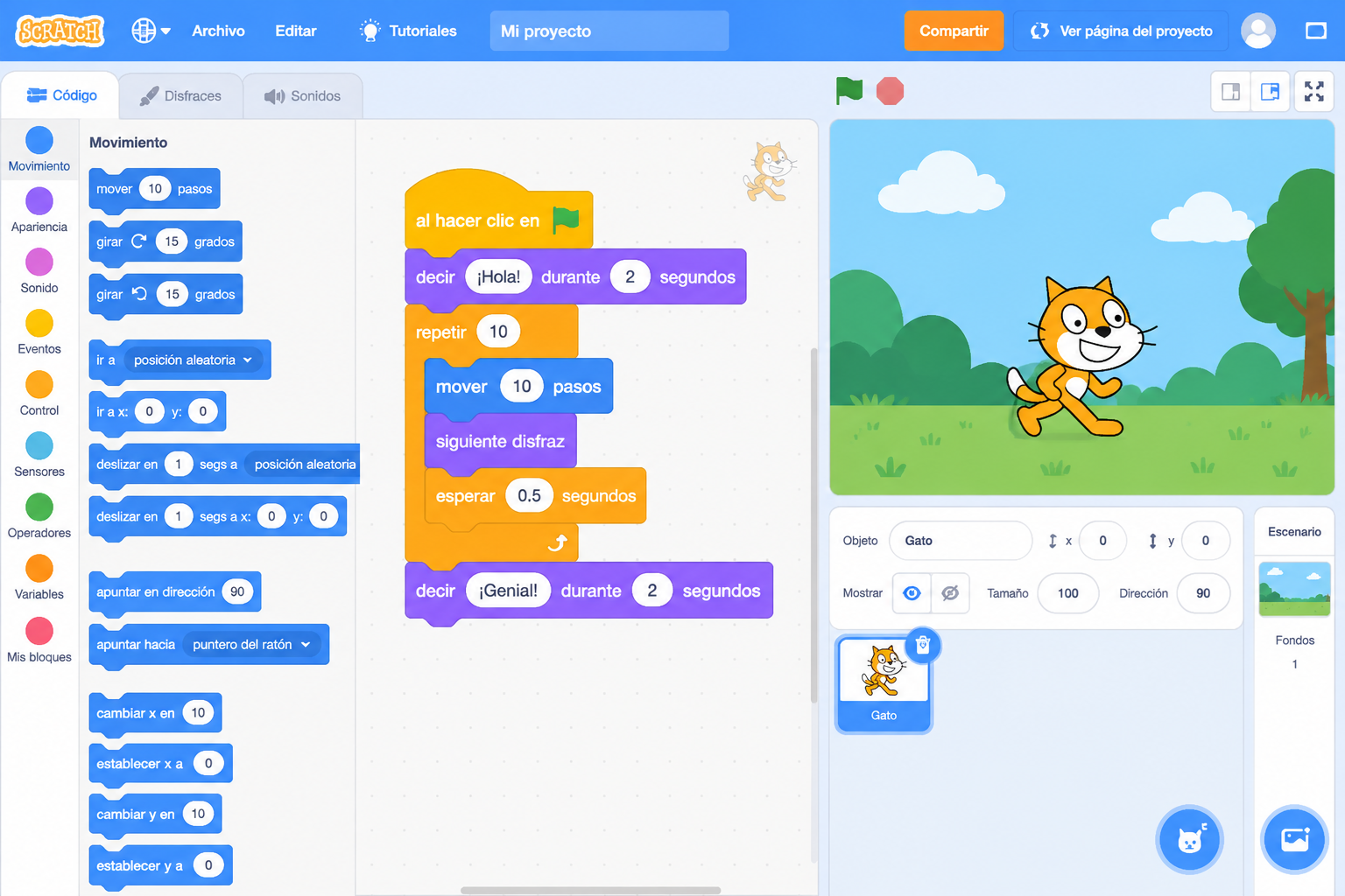 Programación por bloques con Scratch